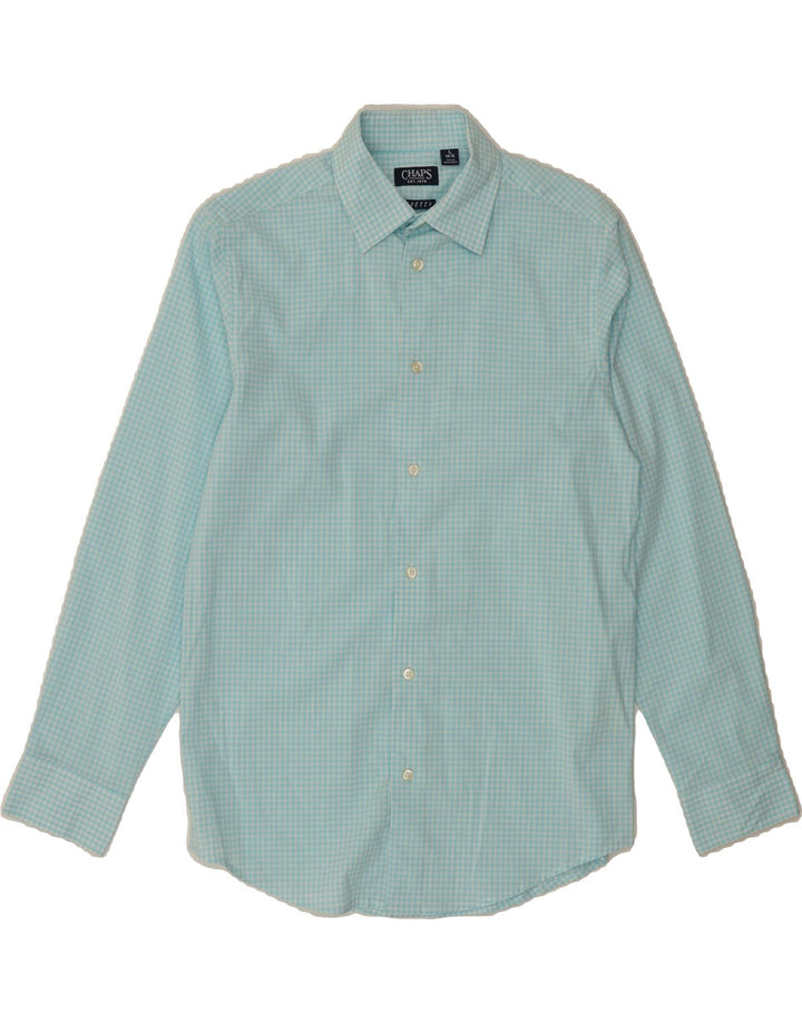 CHAPS Boys Stretch Shirt 14-15 Years Large Blue Check Cotton Classic Vintage Chaps and Second-Hand Chaps from Messina Hembry 