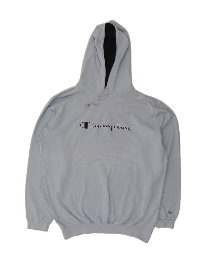 CHAMPION Mens Graphic Hoodie Jumper 2XL Blue Cotton Vintage Champion and Second-Hand Champion from Messina Hembry 