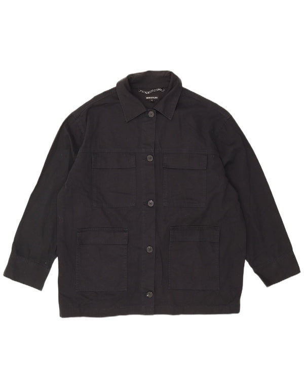 Whistle Womens Oversized Utility Jacket UK 16 Large Black Cotton