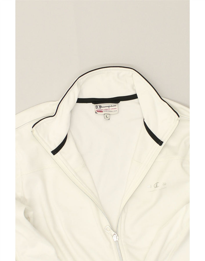 CHAMPION Womens Heritage Fit Tracksuit Top Jacket UK 16 Large White | Vintage Champion | Thrift | Second-Hand Champion | Used Clothing | Messina Hembry 