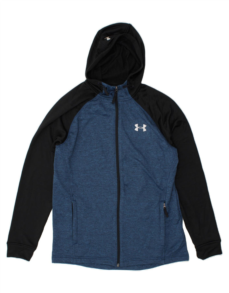 UNDER ARMOUR Mens Zip Hoodie Sweater Medium Navy Blue Colourblock | Vintage Under Armour | Thrift | Second-Hand Under Armour | Used Clothing | Messina Hembry 