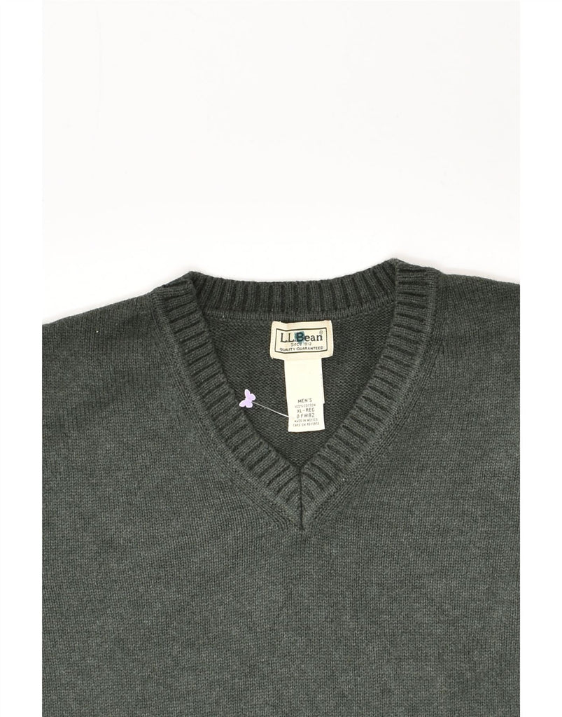 L.L.BEAN Mens V-Neck Jumper Sweater XL Grey Cotton | Vintage L.L.Bean | Thrift | Second-Hand L.L.Bean | Used Clothing | Messina Hembry 