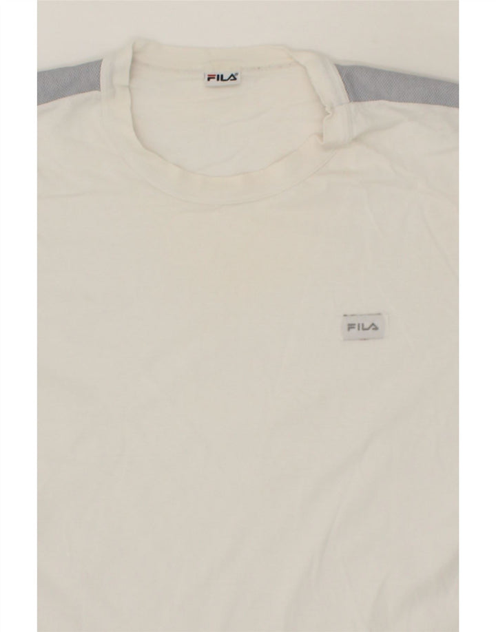 FILA Mens T-Shirt Top UK 38 Medium White Colourblock Cotton Vintage Fila and Second-Hand Fila from Messina Hembry 