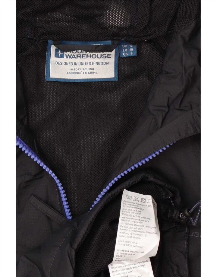 Mountain Warehouse Womens Hooded Rain Jacket UK 12 Medium Black Nylon