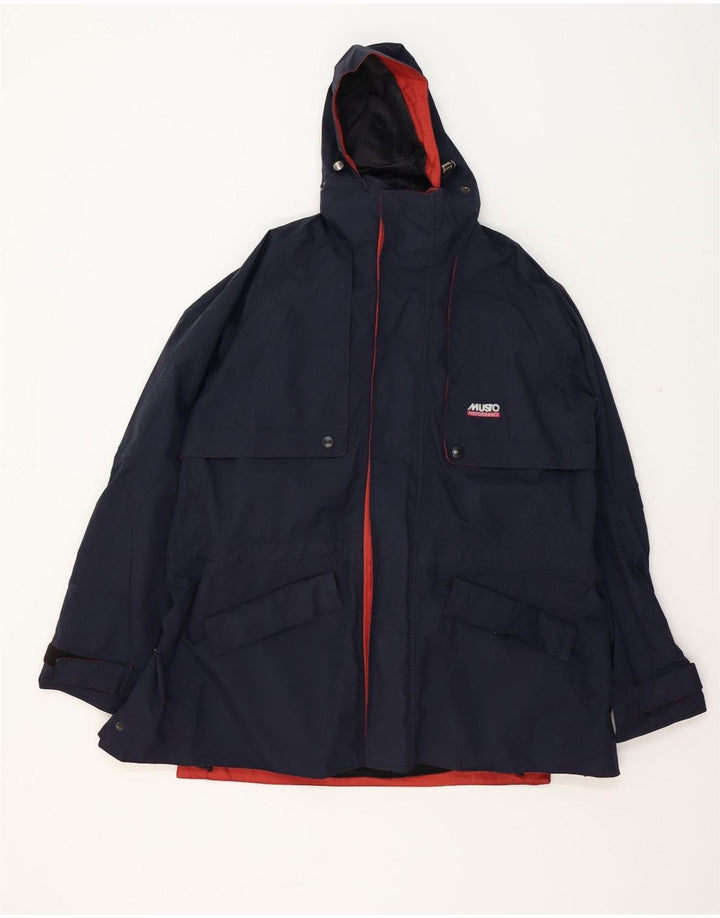 Musto Mens Hooded Windbreaker Jacket UK 40 Large Navy Blue Polyester