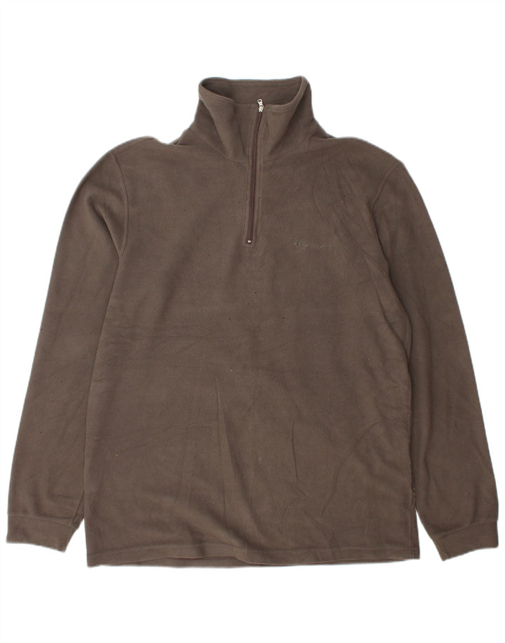 Champion Mens Zip Neck Fleece Jumper Large Grey