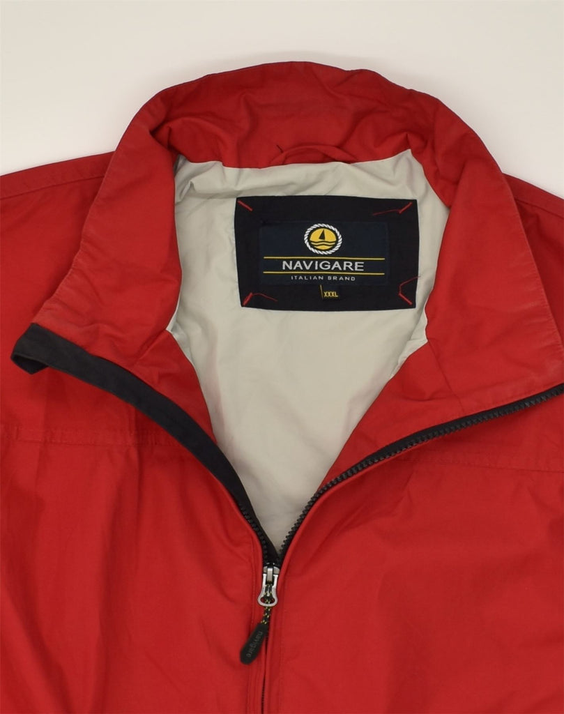 NAVIGARE Mens Bomber Jacket UK 46 3XL Red Nylon | Vintage Navigare | Thrift | Second-Hand Navigare | Used Clothing | Messina Hembry 