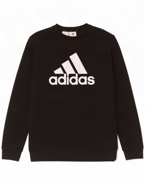 Adidas Boys Graphic Sweatshirt Jumper 15-16 Years Black Cotton