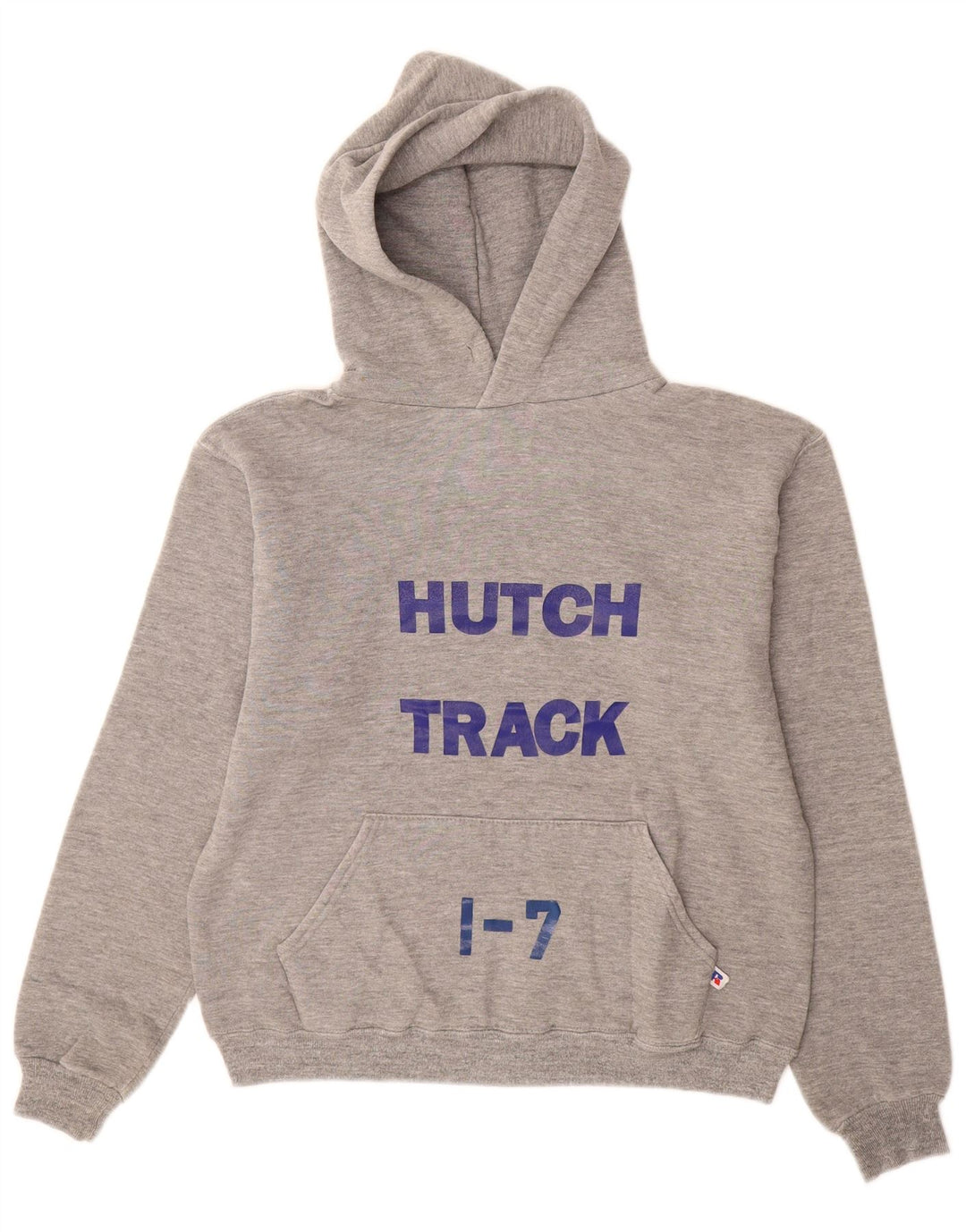 RUSSELL ATHLETIC Boys Hutch Graphic Hoodie Jumper 13-14 Years Medium Grey