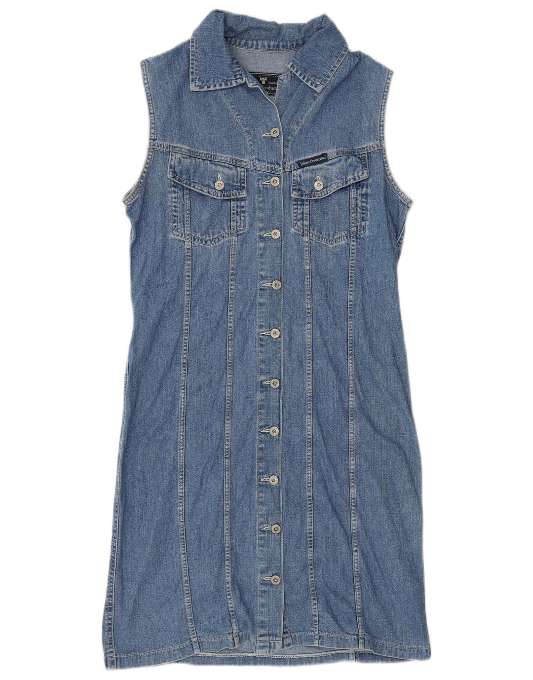 TIFFANY Womens Sleeveless Denim Dress UK 12 Medium Blue Cotton