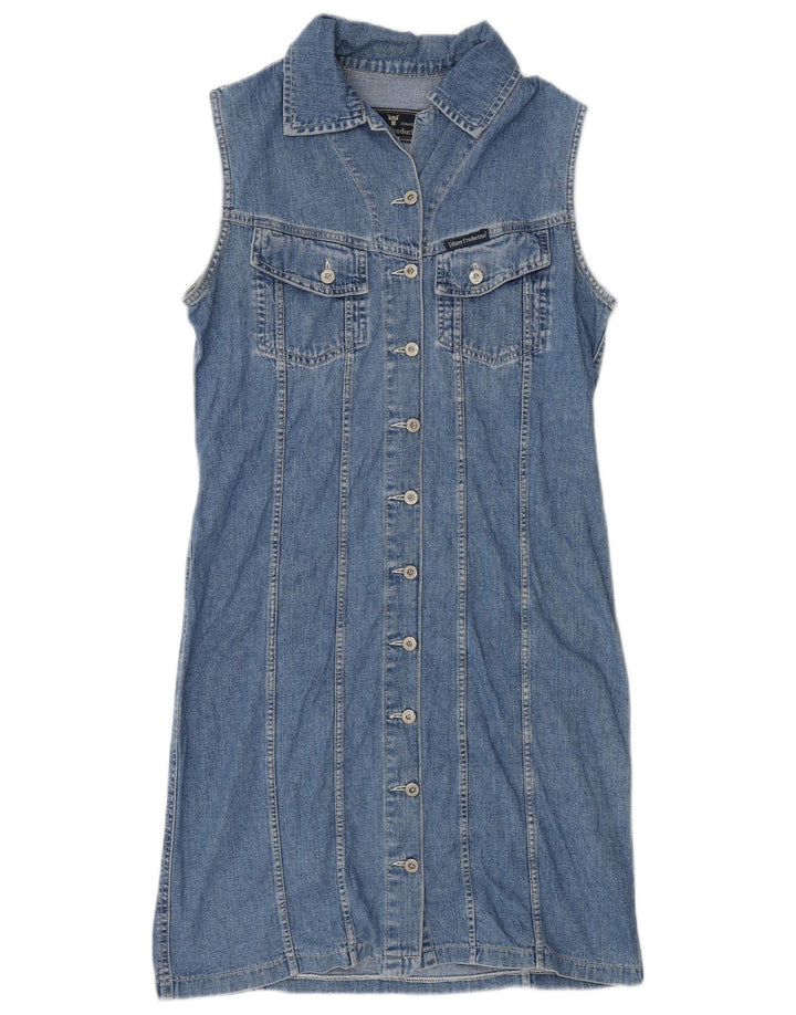 TIFFANY Womens Sleeveless Denim Dress UK 12 Medium Blue Cotton