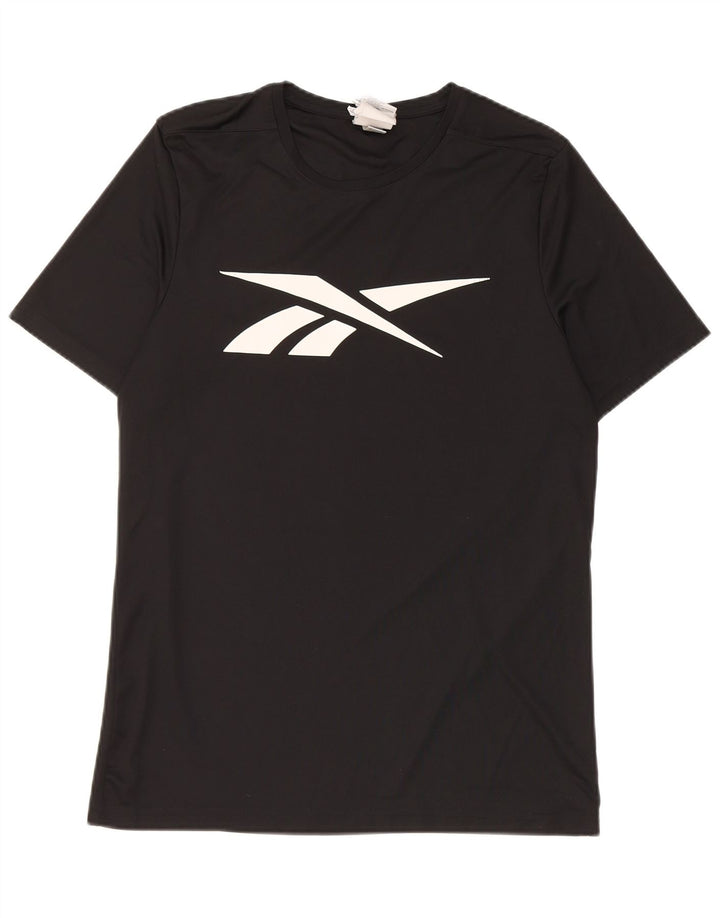 Reebok Mens Graphic T-Shirt Top Medium Black Polyester
