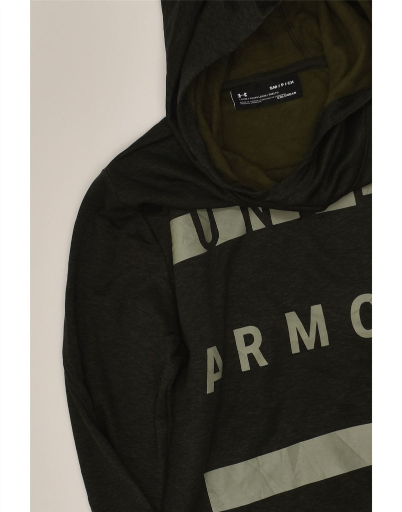 UNDER ARMOUR Mens Graphic Hoodie Jumper Small Khaki | Vintage Under Armour | Thrift | Second-Hand Under Armour | Used Clothing | Messina Hembry 