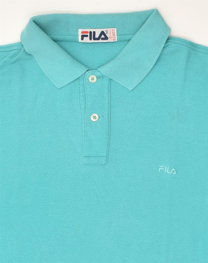 FILA Mens Polo Shirt US 42 Large Turquoise Cotton | Vintage Fila | Thrift | Second-Hand Fila | Used Clothing | Messina Hembry 