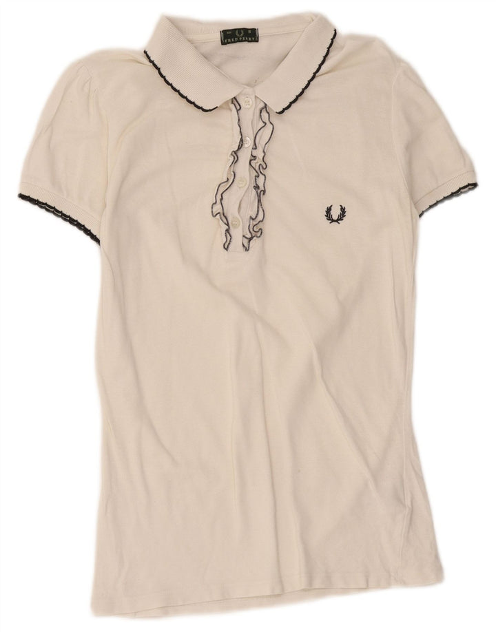 Fred Perry Womens Polo Shirt UK 10 Small Off White Cotton