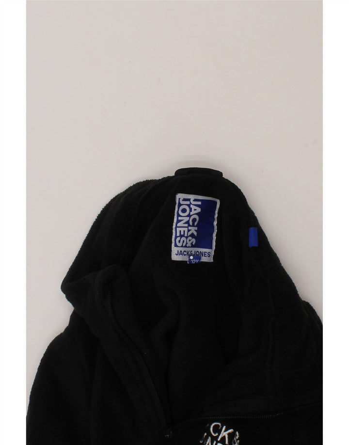 JACK & JONES Boys Zip Neck Fleece Jumper 11-12 Years Black Polyester Vintage Jack & Jones and Second-Hand Jack & Jones from Messina Hembry 
