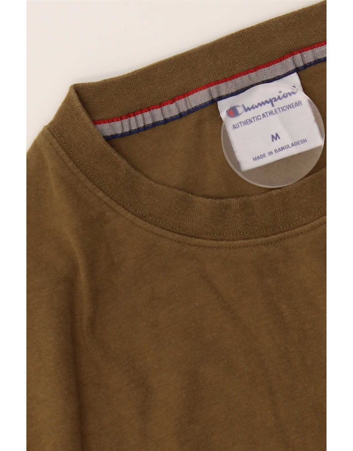 Champion Mens T-Shirt Top Medium Khaki Cotton