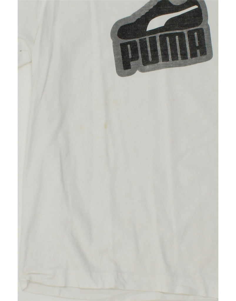 PUMA Mens Graphic T-Shirt Top Large White Vintage Puma and Second-Hand Puma from Messina Hembry 