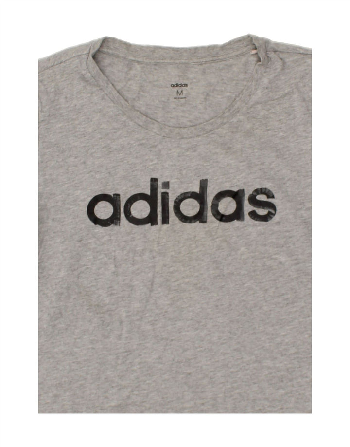 ADIDAS Womens Graphic T-Shirt Top UK 12 Medium Grey Cotton Vintage Adidas and Second-Hand Adidas from Messina Hembry 
