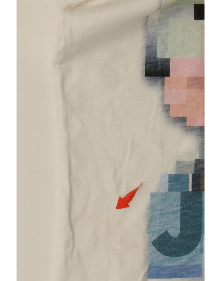 CALVIN KLEIN JEANS Mens Graphic T-Shirt Top Medium White Cotton
