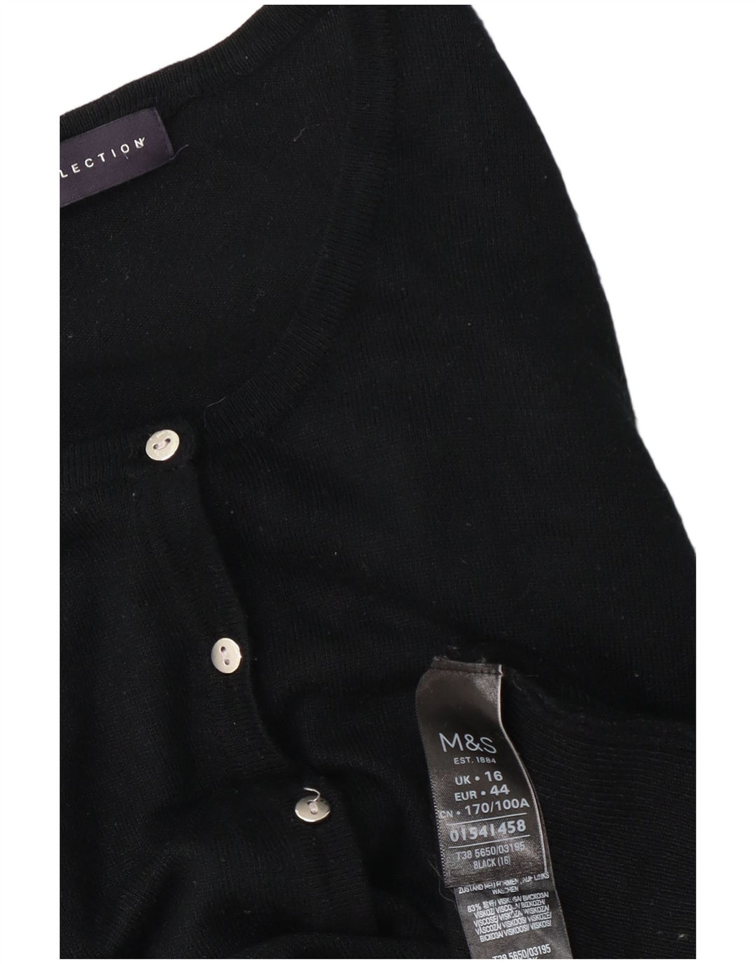 Marks & Spencer Womens Cardigan Sweater UK 16 Large Black Viscose