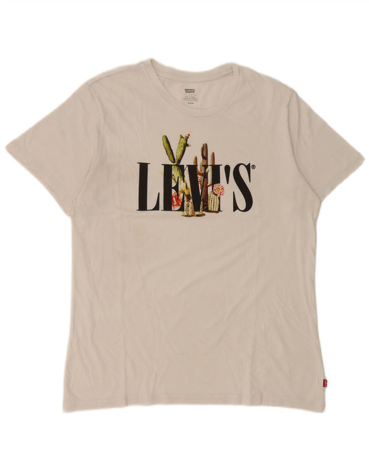 Levi's Womens Graphic T-Shirt Top UK 14 Medium White