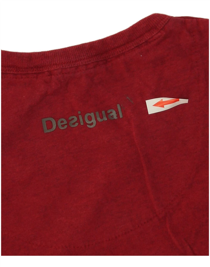Desigual Mens Graphic T-Shirt Top Small Red Cotton