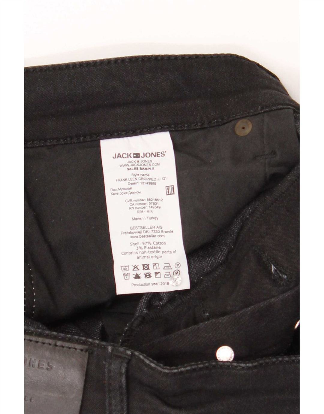 Jack & Jones Mens Straight Jeans W34 L27 Black Cotton