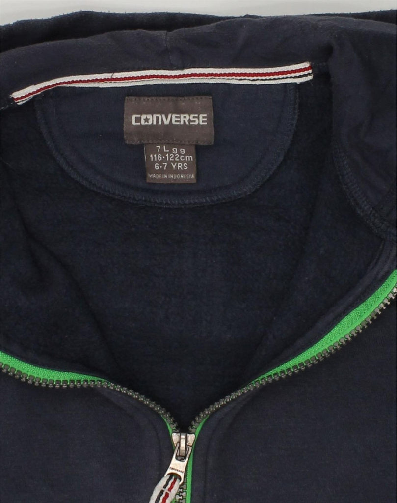 CONVERSE Boys Zip Hoodie Sweater 6-7 Years Large Navy Blue Cotton | Vintage Converse | Thrift | Second-Hand Converse | Used Clothing | Messina Hembry 