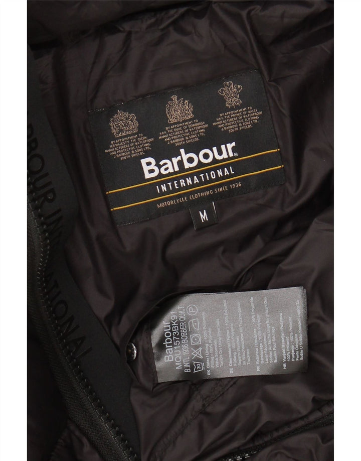 Barbour Mens Hooded Padded Jacket UK 38 Medium Black Polyamide
