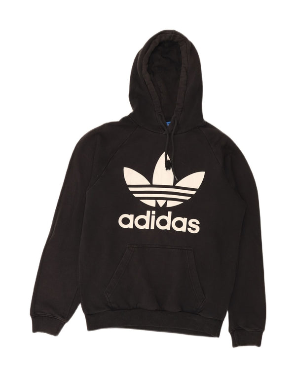 Adidas Mens Graphic Hoodie Jumper Small Black Cotton