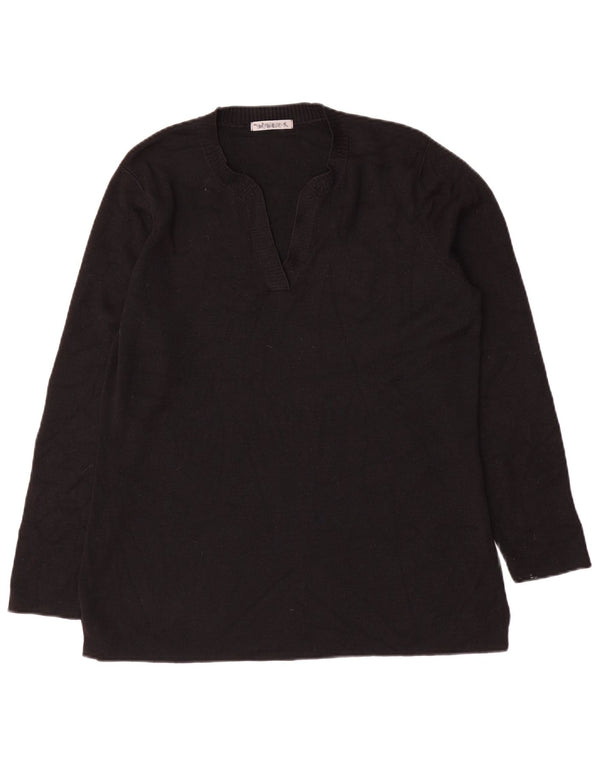 Marks & Spencer Womens V-Neck Jumper Sweater UK 16 Large Black Acrylic