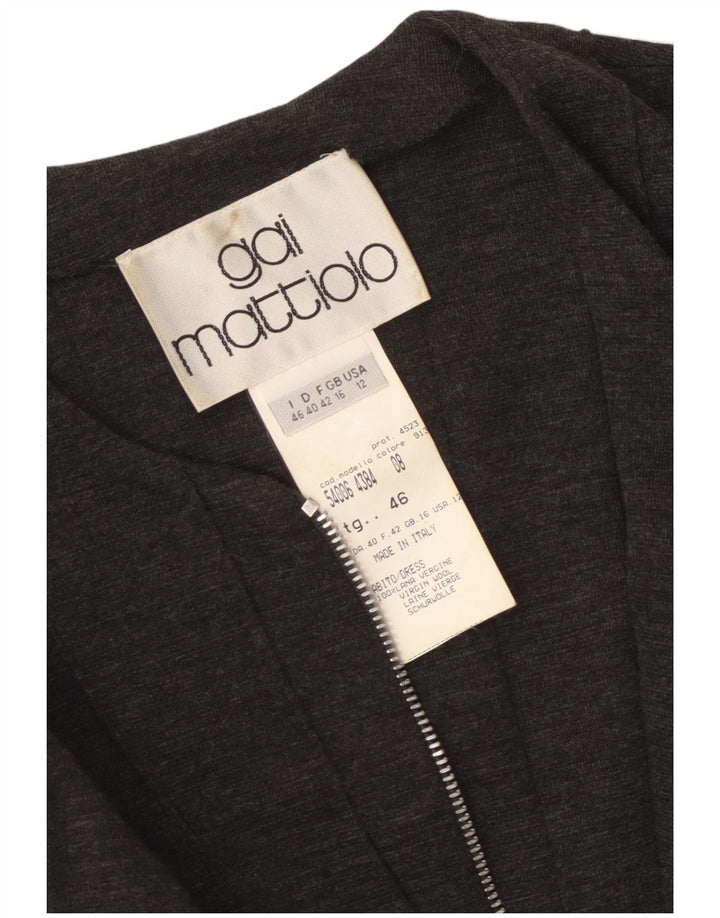 GAI MATTIOLO Womens Long Sleeve Bodycon Dress UK 16 Large Grey Virgin Wool