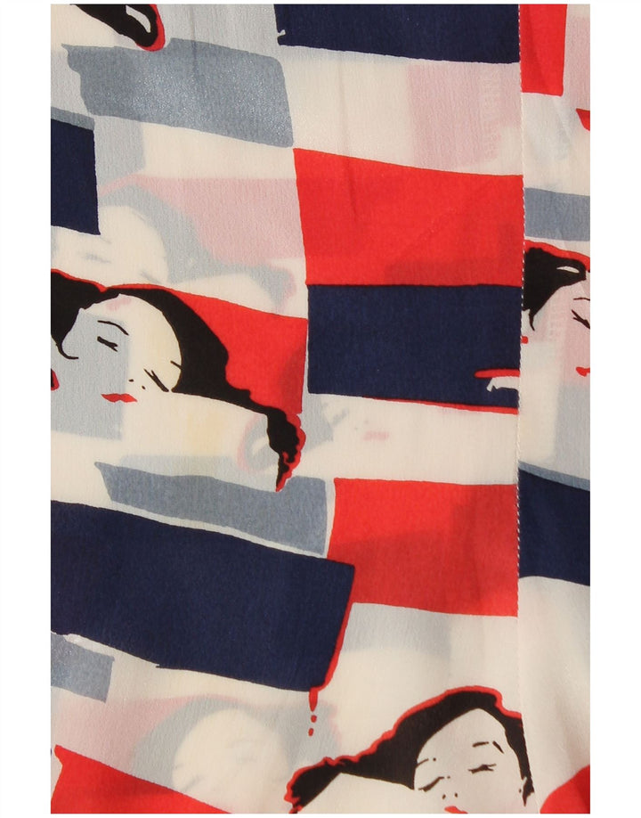 VINTAGE Womens Graphic Blouse Top UK 18 XL Multicoloured Acetate