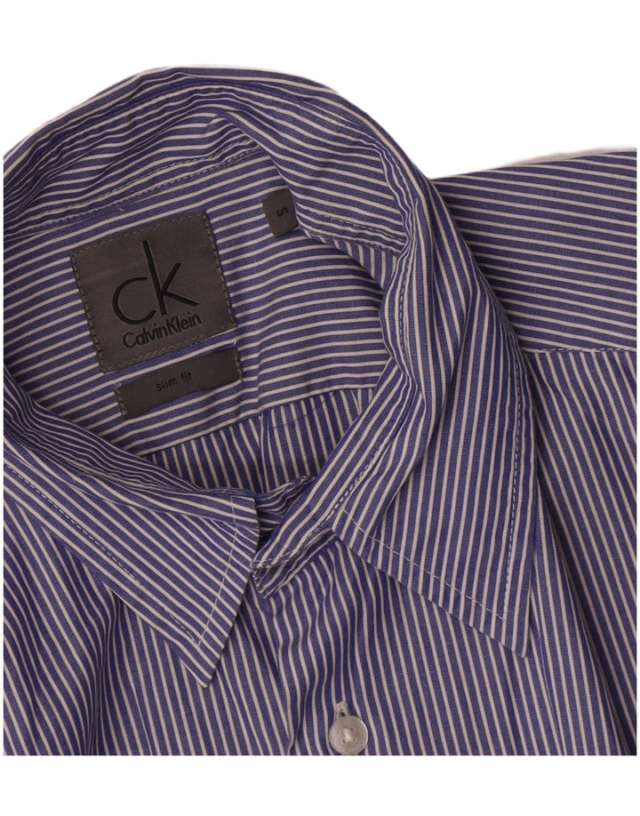 Calvin Klein Jeans Mens Slim Fit Shirt Small Blue Striped