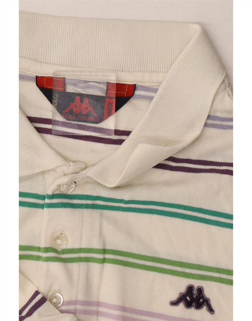 KAPPA Mens Polo Shirt Large Multicoloured Striped Cotton Vintage Kappa and Second-Hand Kappa from Messina Hembry 