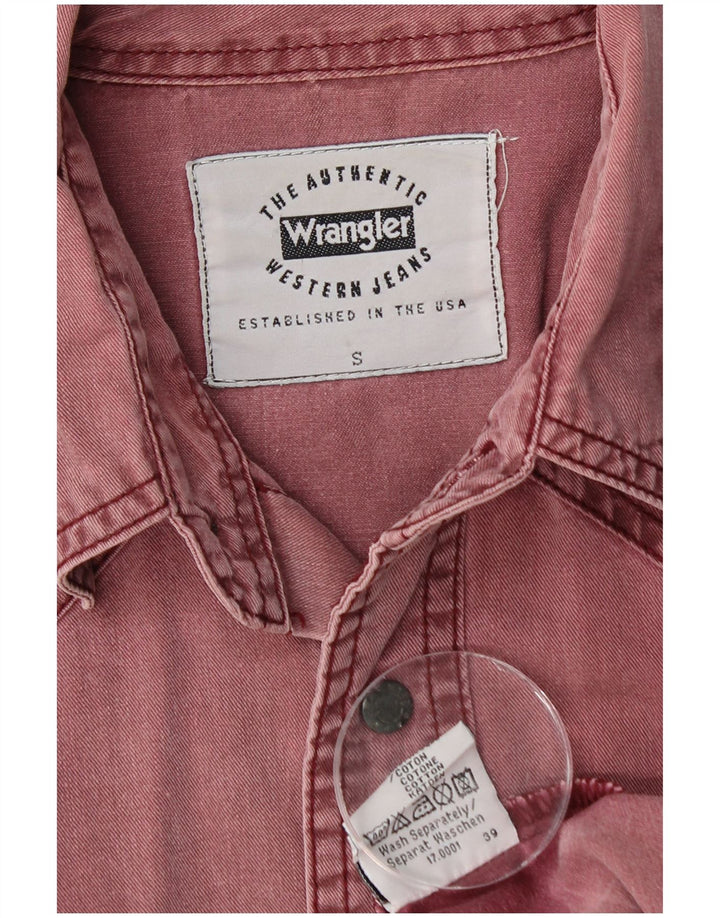 WRANGLER Mens Western Denim Shirt Small Burgundy Cotton