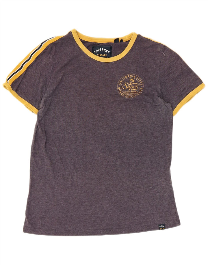 SUPERDRY Womens Graphic T-Shirt Top UK 12 Medium  Purple Cotton