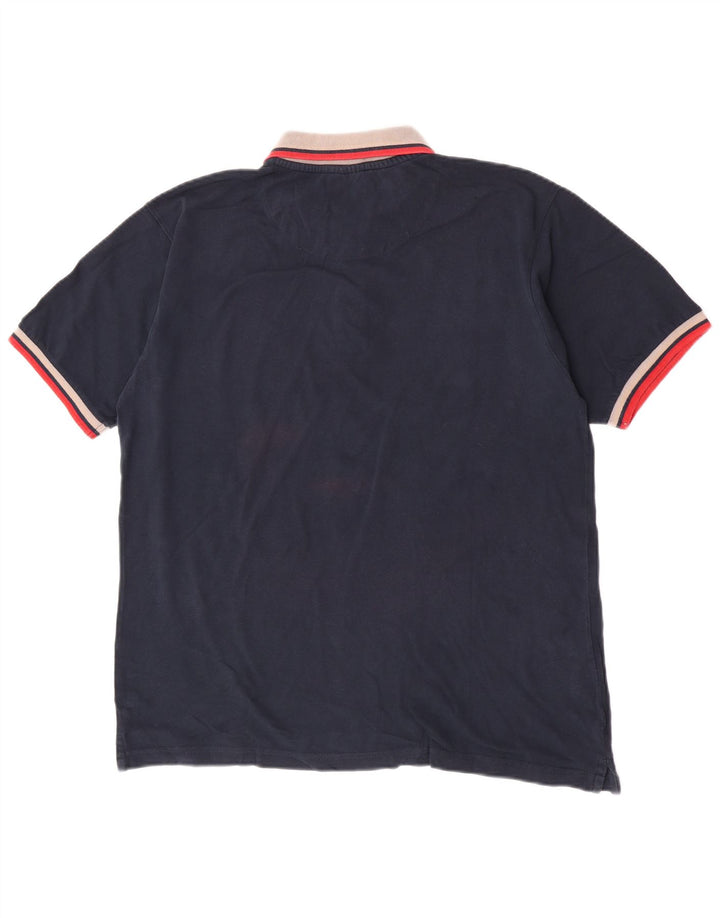 Lotto Mens Polo Shirt XL Navy Blue Striped
