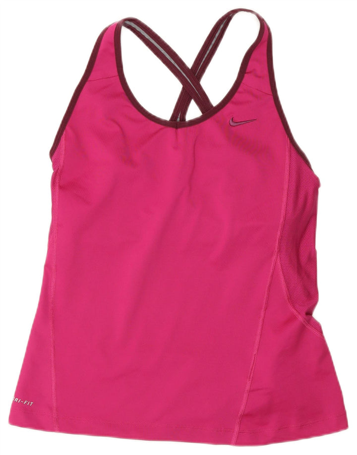 Nike Womens Dri Fit Vest Top UK 14 Large Pink Polyester