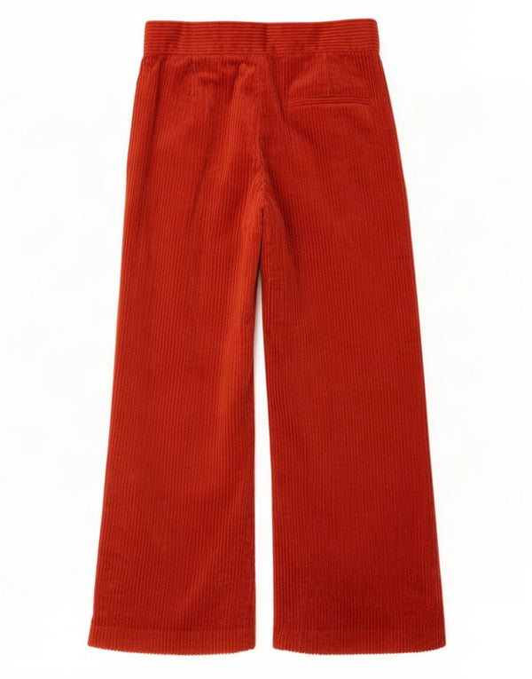 Zara Womens Crop Wide Leg Corduroy Trousers Medium W28 L25 Red