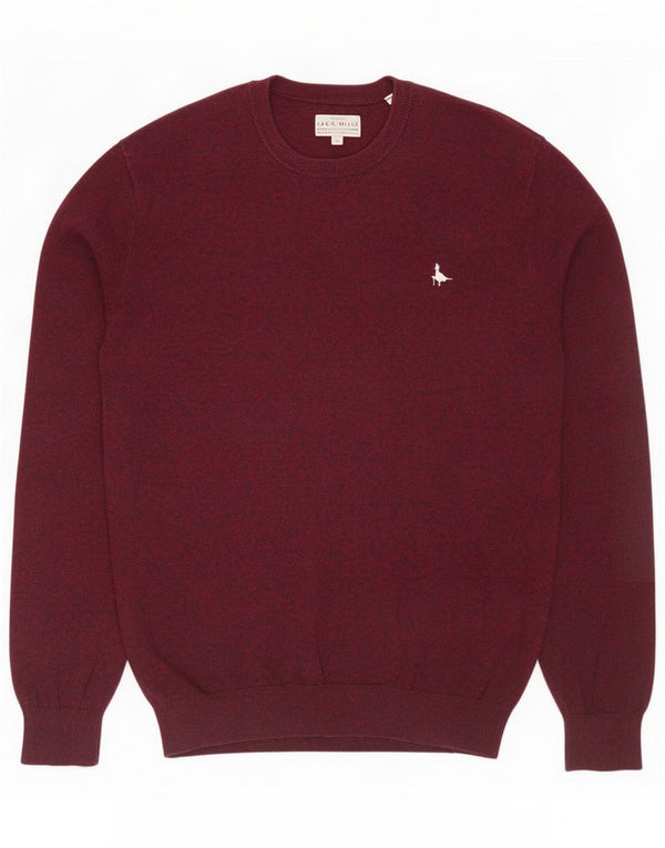 Jack Wills Mens Crew Neck Jumper Sweater Medium Burgundy Flecked Cotton
