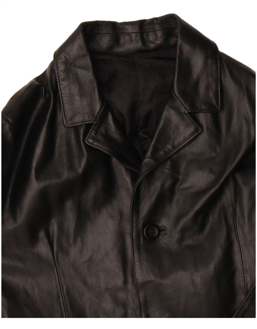 VINTAGE Mens Leather Coat UK 36 Small Black Leather