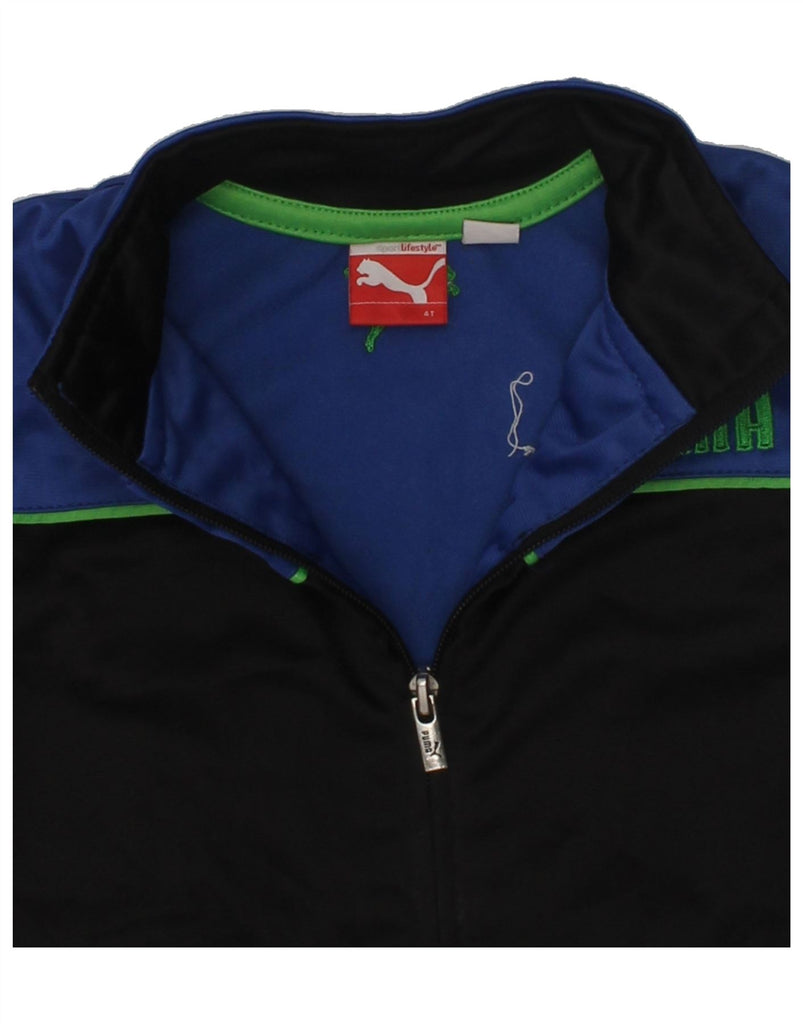 PUMA Boys Tracksuit Top Jacket 3-4 Years Blue Colourblock Polyester | Vintage Puma | Thrift | Second-Hand Puma | Used Clothing | Messina Hembry 