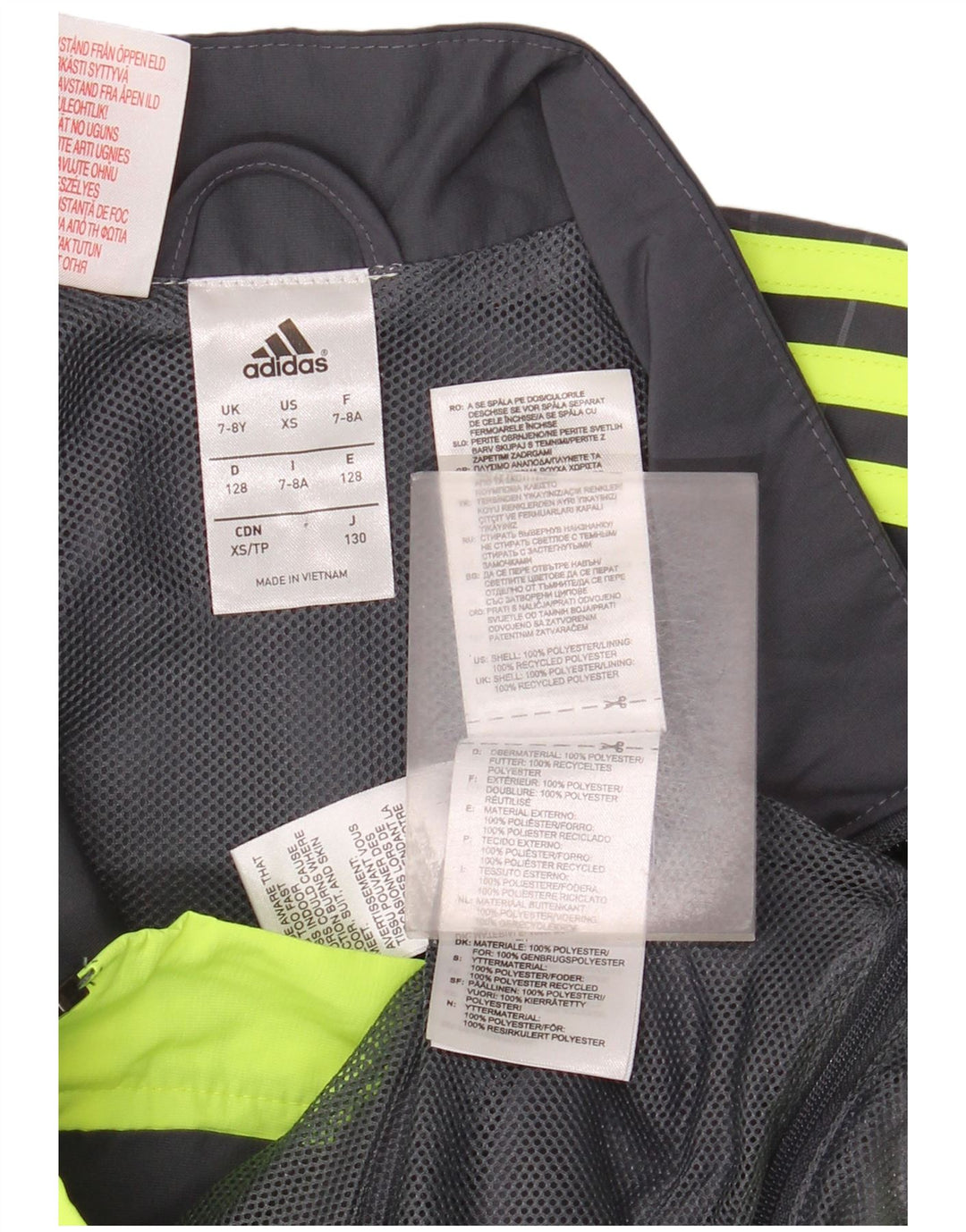 Adidas Boys Graphic Tracksuit Top Jacket 7-8 Years Grey Colourblock