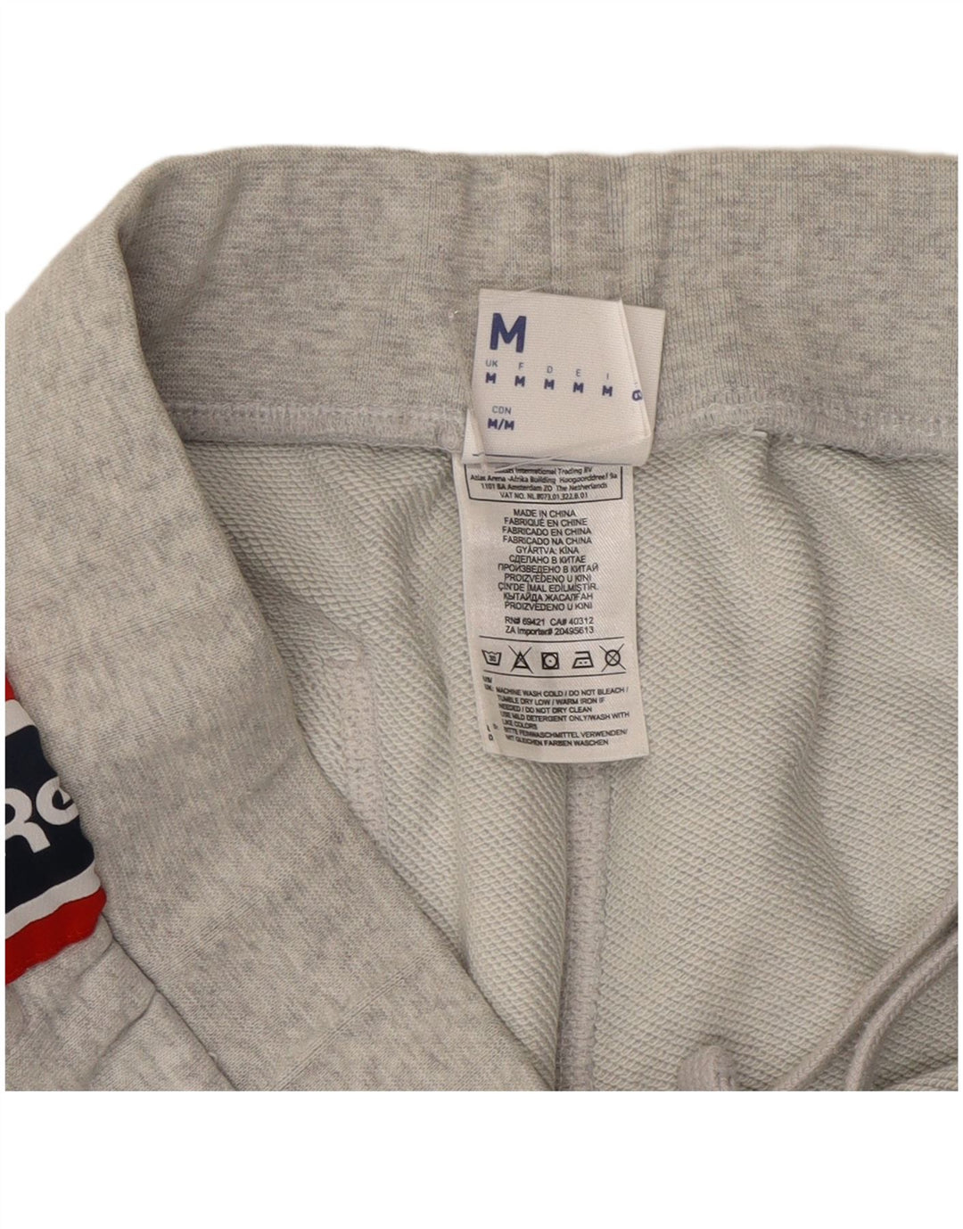 Reebok Mens Graphic Tracksuit Trousers Joggers Medium Grey Colourblock