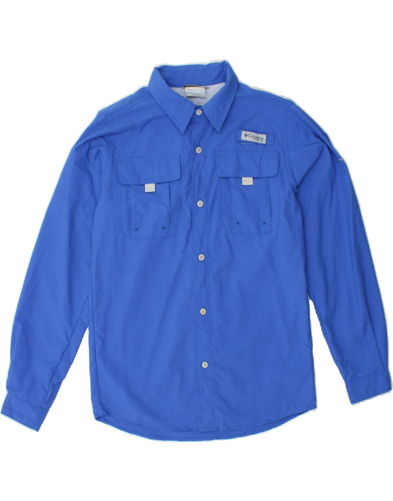 COLUMBIA Boys Shirt 12-13 Years Large Blue Nylon Vintage Columbia and Second-Hand Columbia from Messina Hembry 