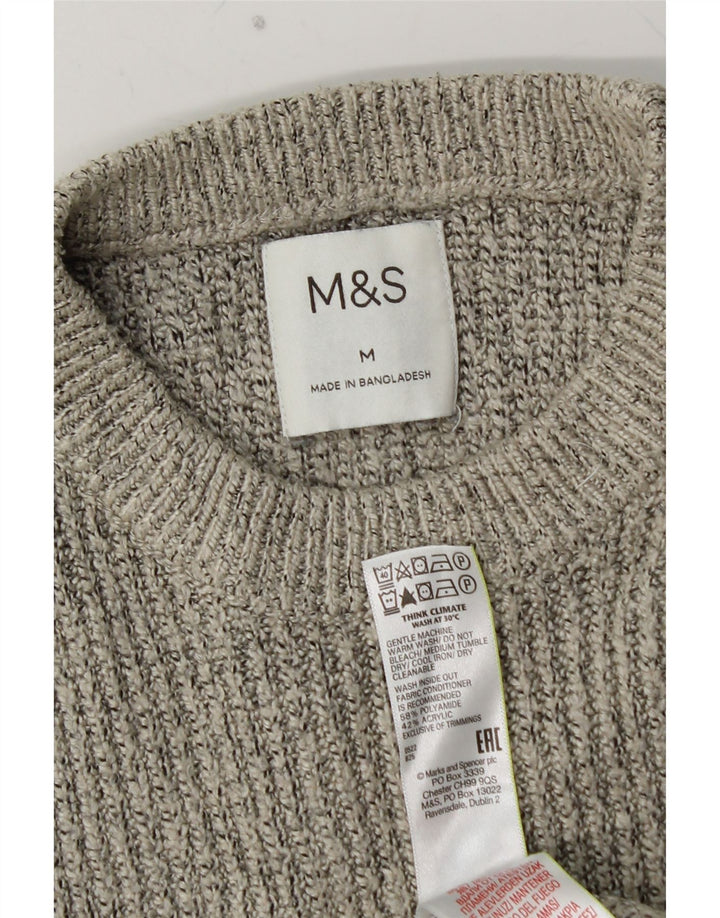 MARKS & SPENCER Mens Crew Neck Jumper Sweater Medium Grey Polyamide