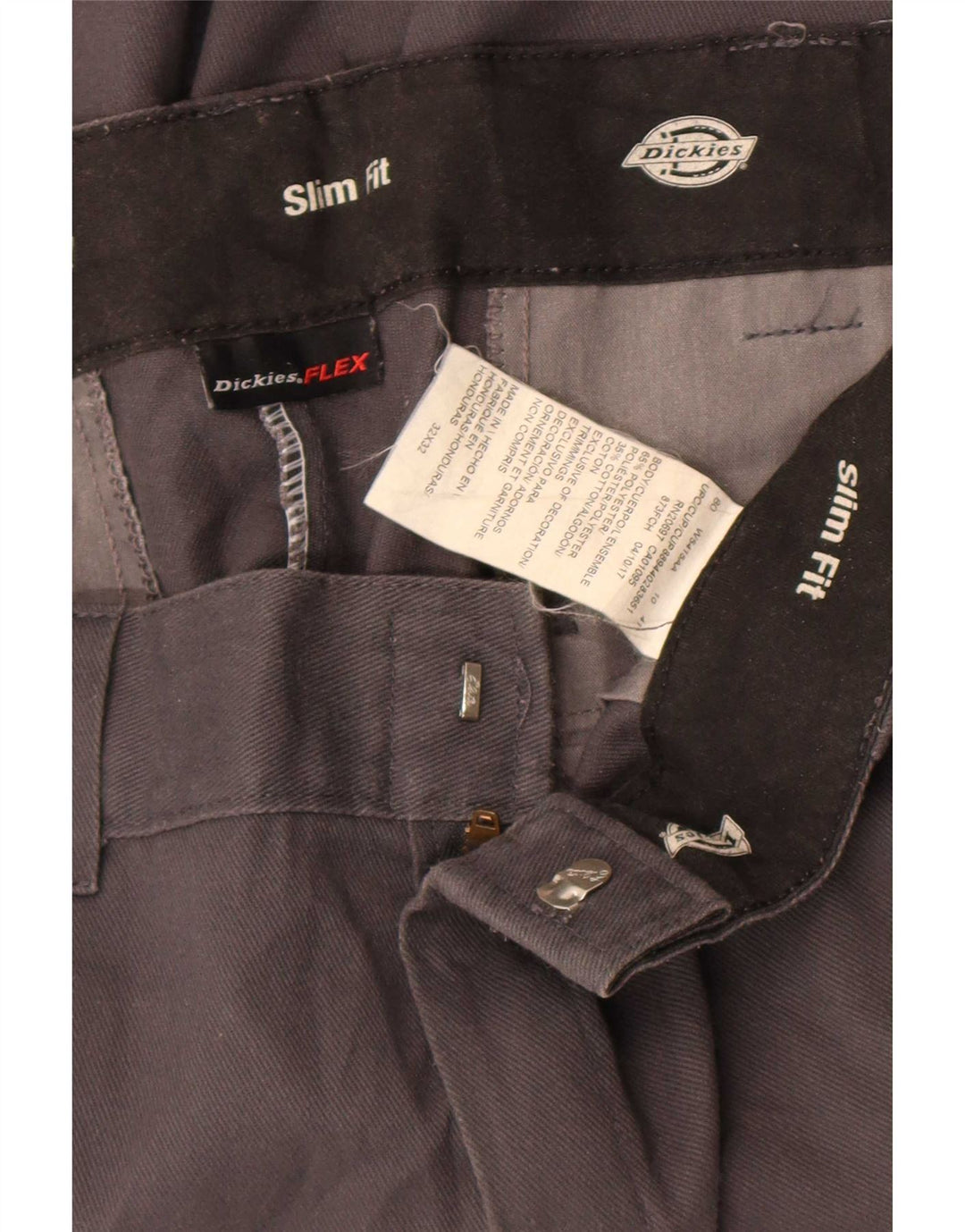 Dickies Mens Slim Fit Chino Trousers W32 L32 Grey Polyester