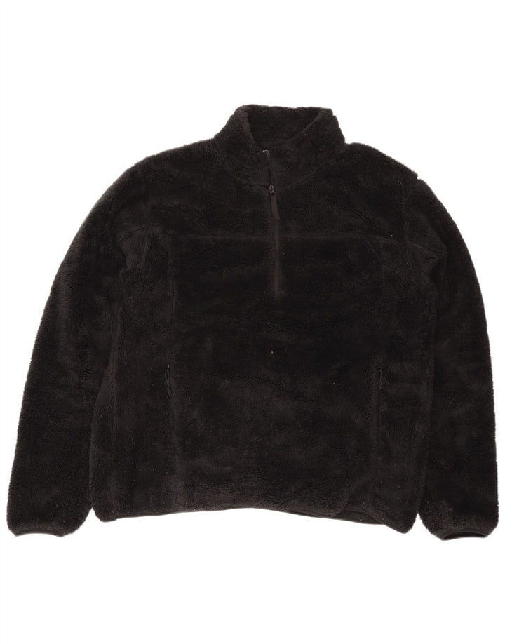 Mountain Warehouse Mens Zip Neck Fleece Jumper XL Black Polyester